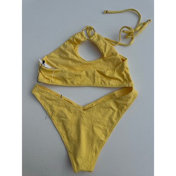 JMP The Label Yellow Textured Halter Bikini Set - XL NWT - Picture 5 of 7